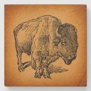 Dessous-de-verre En Pierre Art antique Russe Western Wilalo Buffalo Bison