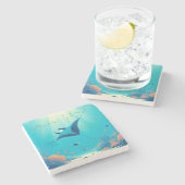 Dessous-de-verre En Pierre Art côtier classique, raie manta (Côté)