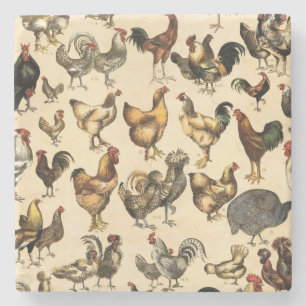 Dessous-de-verre En Pierre Art de coq et de poule de ferme avicole