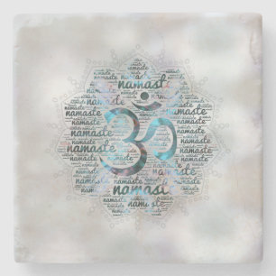 Dessous-de-verre En Pierre Art de mot de Namaste de labradorite dans Lotus