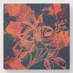 Dessous-de-verre En Pierre Art de rose rouge abstrait