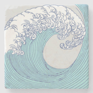 Dessous-de-verre En Pierre Art de vague de surf Ukiyo-e japonais vintage de l