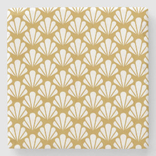 Dessous-de-verre En Pierre Art Déco, motif aux motifs géométriques et fleuris