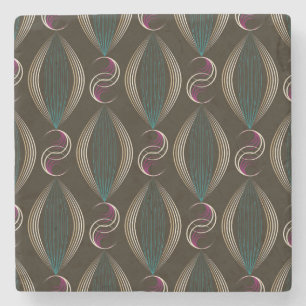 Dessous-de-verre En Pierre Art déco : motif vintage géométrique.