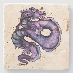 Dessous-de-verre En Pierre Art Dragon Chinois Violet