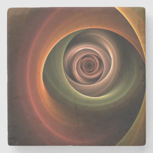 Dessous-de-verre En Pierre Art fractal moderne abstrait en spirale 3D couleur