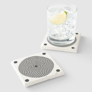 Dessous-de-verre En Pierre Art géométrique mandala noir spirituel