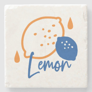 Dessous-de-verre En Pierre Art minimaliste de la ligne de citron - Fruit d'ag