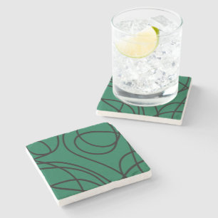 Dessous-de-verre En Pierre Art moderne de ligne en vert et noir