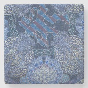 Dessous-de-verre En Pierre Art Mosaïque Orné Bleu, Allemagne