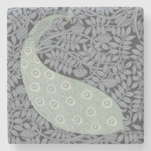 Dessous-de-verre En Pierre Art Nouveau Peacock Classic Vintage Bird (Devant)