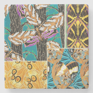 Dessous-de-verre En Pierre Art papillon sarcelle et violet maximaliste vibran