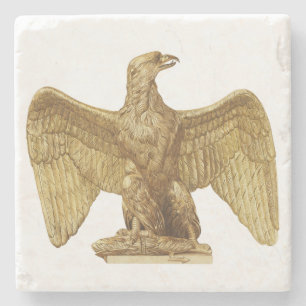 Dessous-de-verre En Pierre Art Patriotique Aigle Américain Doré Vintage