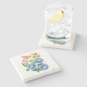 Dessous-de-verre En Pierre Art populaire Floral (Côté)