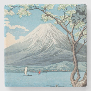 Dessous-de-verre En Pierre Art vintage du mont Fuji et du lac Yamanaka japona