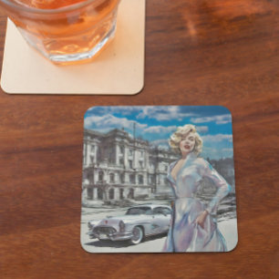 DESSOUS-DE-VERRE EN PIERRE ARTWORK RETRO INTÉGRÉ VINTAGE CLASSY