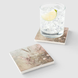 Dessous-de-verre En Pierre Assez Chic Beige Blush Boho Floral 