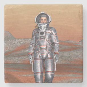 Dessous-de-verre En Pierre Astronaute Mars - Explorateur de l'espace sur une 