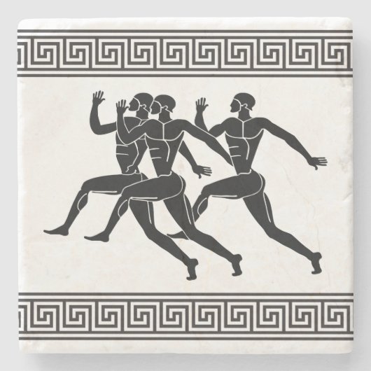 Dessous-de-verre En Pierre Athlètes grecs en blanc (Devant)