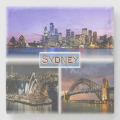 Dessous-de-verre En Pierre AU Sydney par nuit - Opéra - Pont de la Voie (Devant)