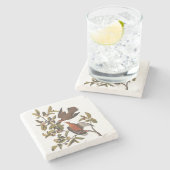 Dessous-de-verre En Pierre Audubon Zenaida Dove avec fleurs (Côté)