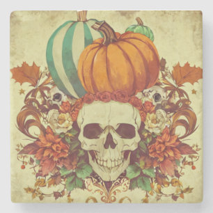 Dessous-de-verre En Pierre Automne/Automne/Halloween/citrouille/squelette