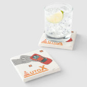 Dessous-de-verre En Pierre AUTOX-Rouge (Côté)