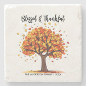 Dessous-de-verre En Pierre Autumn Fall Tree Happy Thanksgiving Blessed (Devant)