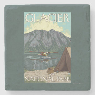 Dessous-de-verre En Pierre Avion de Bush et pêche - parc national de glacier