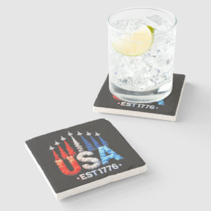 Dessous-de-verre En Pierre Avions de chasse du 4 juillet Usa Patriotique
