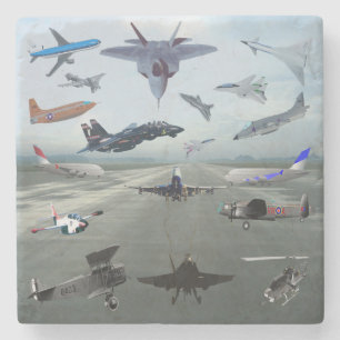DESSOUS-DE-VERRE EN PIERRE AVIONS SUR UN CIEL BLEU DE LA CAROLINE
