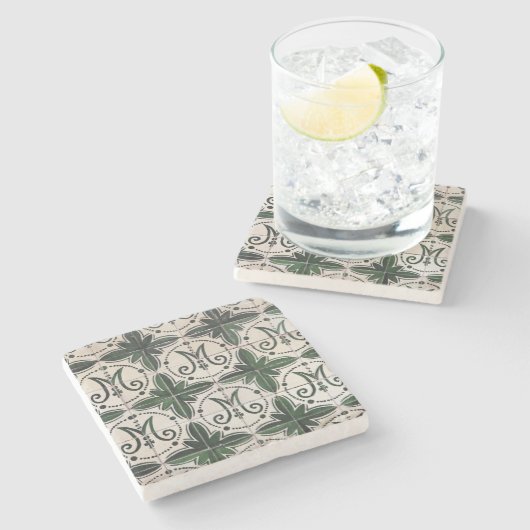 Dessous-de-verre En Pierre azulejo vert vintage (Côté)