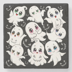 Dessous-de-verre En Pierre Baby Ghosts Éffrayant mignon Halloween humeur