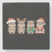 Dessous-de-verre En Pierre Baby Hippo Moo Deng Noël (Devant)