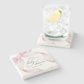 Dessous-de-verre En Pierre Baby shower de boule rose (Côté)