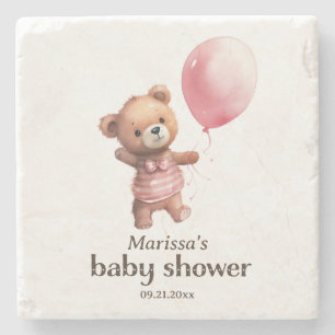 Dessous-de-verre En Pierre Baby shower fille ours en peluche
