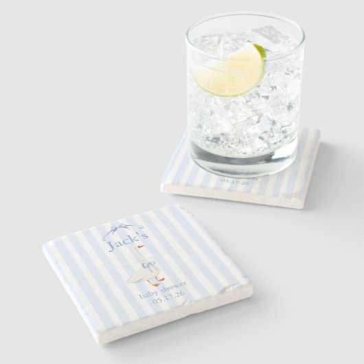 Dessous-de-verre En Pierre Baby shower goose blue (Côté)