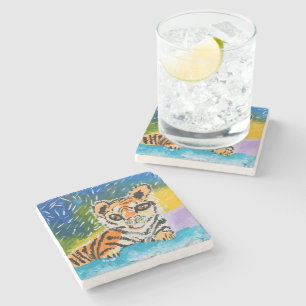 Dessous-de-verre En Pierre Baby Tiger "Art by Kids"