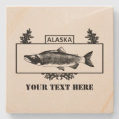 Dessous-de-verre En Pierre Badge de pêcheur de combat de l'Alaska (Devant)