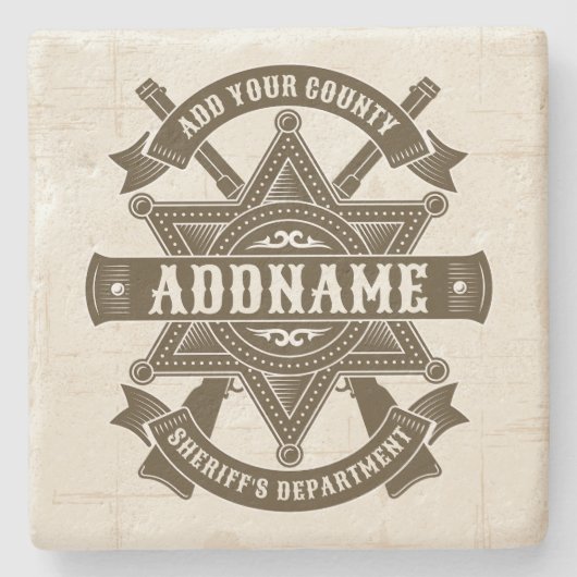 Dessous-de-verre En Pierre Badge de Rifles Adjoint Old West Sheriff Personnal (Devant)