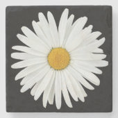 Dessous-de-verre En Pierre Baise blanche sur Floral noir (Devant)