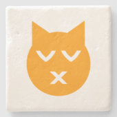 Dessous-de-verre En Pierre Baiser avec les yeux fermés Emoji Chat (Devant)