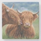 Dessous-de-verre En Pierre Baiser de vache des Highlands (Devant)