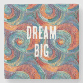 Dessous-de-verre En Pierre Balayage bleu rouge orange (Devant)