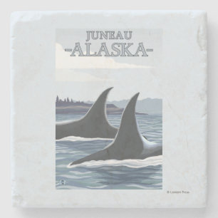 Dessous-de-verre En Pierre Baleines #1 - Juneau, Alaska d'orque