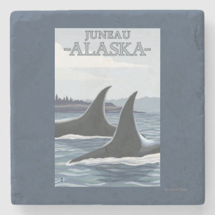 Dessous-de-verre En Pierre Baleines #1 - Juneau, Alaska d'orque