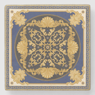 Dessous-de-verre En Pierre Bandana Print : Black Blue Gold.
