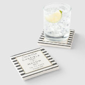 Dessous-de-verre En Pierre Bande classique moderne Enregistrer la date (Côté)