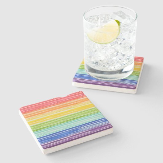 Dessous-de-verre En Pierre Bandes arc-en-ciel inondées (Côté)