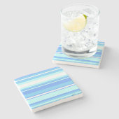 Dessous-de-verre En Pierre Bandes bleu ciel (Côté)